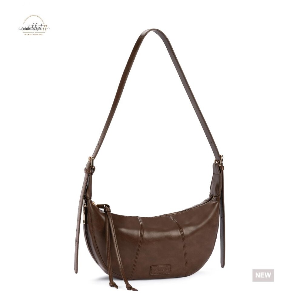 Small Vegan Leather Crossbody Bag Hobo Purse Adjustable Strap Women